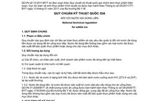 Quy chuẩn kỹ thuật Quốc gia QCVN 10:2011/BYT về nước đá dùng liền do Bộ trưởng Bộ Y tế ban hành