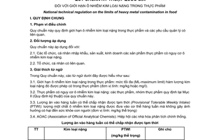 Quy chuẩn kỹ thuật Quốc gia QCVN 8-2:2011/BYT về giới hạn ô nhiễm kim loại nặng trong thực phẩm do Bộ trưởng Bộ Y tế ban hành