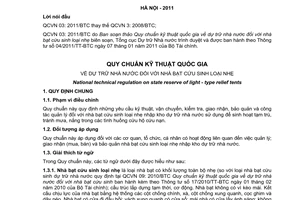 Quy chuẩn kỹ thuật Quốc gia QCVN 03:2011/BTC về dự trữ nhà nước đối với nhà bạt cứu sinh loại nhẹ do Bộ Tài chính ban hành
