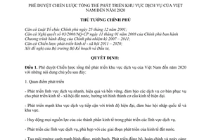 Quyết định 175/QĐ-TTg  phê duyệt Chiến lược tổng thể phát triển khu vực