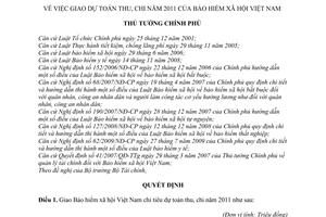 Quyết định 174/QĐ-TTg giao dự toán thu, chi Bảo hiểm xã hội Việt