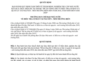 Quyết định 201/QĐ-ĐTTNMTB Quy định tạm thời thẩm định, nghiệm thu cấp Nhà nước