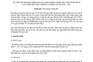 Tờ trình 303/TTr-BNN-CN hỗ trợ hộ chính sách hộ nghèo chống rét cho trâu bò