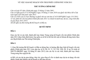 Quyết định 184/QĐ-TTg giao kế hoạch vốn trái phiếu chính phủ