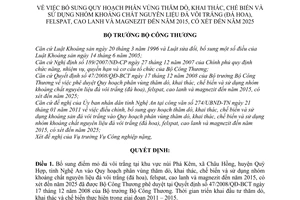 Quyết định 0540/QĐ-BCT bổ sung Quy hoạch phân vùng thăm dò, khai thác,