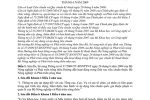 Thông tư 06/2011/TT-BNNPTNT sửa đổi Thông tư 37/2009/TT-BNNPTNT