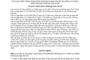 Quyết định 02/2011/QĐ-UBND sửa đổi Quyết định 54/2009/QĐ-UBND  hạn mức