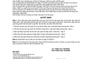 Quyết định 149/QĐ-TCHQ Quy trình thủ tục hải quan tàu liên vận quốc tế nhập