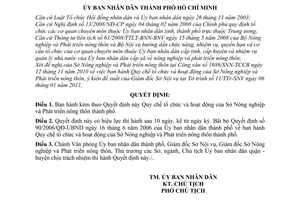 Quyết định 06/2011/QĐ-UBND Quy chế tổ chức hoạt động Sở Nông nghiệp