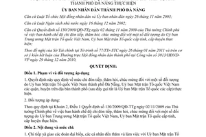 Quyết định số 05/2011/QĐ-UBND mức chi chúc mừng đối một số đối tượng Đà Nẵng
