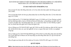 Quyết định 09/2011/QĐ-UBND một số khoản chi cho hoạt động của Hội đồng nhân dân