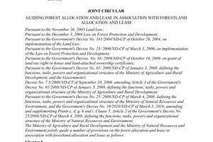 Joint circular No. 07/2011/TTLT-BNNPTNT-BTNMT guiding forest allocation