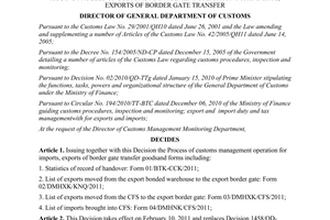 Decision No. 209/QD-TCHQ issuing process of customs management operation for imp