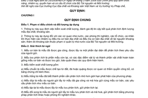 Thông tư 06/2011/TT-BTNMT  kiểm soát chất lượng kết quả phân tích mẫu địa chất