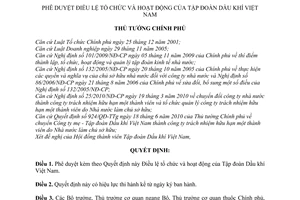 Quyết định 190/QĐ-TTg Điều lệ tổ chức và hoạt động Tập đoàn Dầu khí Việt Nam
