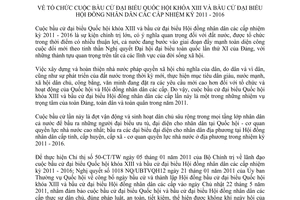 Chỉ thị 192/CT-TTg  tổ chức cuộc bầu cử đại biểu Quốc hội khóa XIII