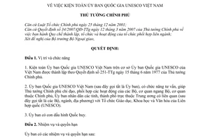 Quyết định 194/QĐ-TTg kiện toàn Ủy ban Quốc gia UNESCO Việt Nam