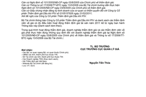 Thông báo 106/TB-BTC công bố danh sách doanh nghiệp thẩm định giá và thẩm định