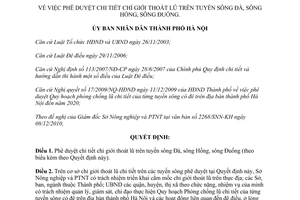 Quyết định 959/QĐ-UBND 2011 chỉ giới thoát lũ trên sông Đà sông Hồng sông Đuống Hà Nội