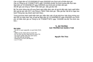 Thông báo 105/TB-BTC công bố bổ sung danh sách thẩm định viên giá đủ điều kiện