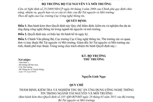 Quyết định 335/QĐ-BTNMT nghiệm thu dự án ứng dụng công nghệ thông tin