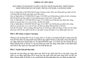 Thông tư liên tịch 27/2011/TTLT-BTC-BLĐTBXH xây dựng danh mục thiết bị dạy nghề