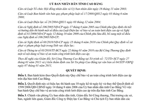 Quyết định 282/2011/QĐ-UBND bảo vệ an toàn công trình lưới điện cao áp Cao Bằng