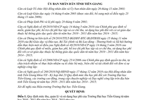 Quyết định 09/2011/QĐ-UBND mức thu quản lý sử dụng học phí Đại học Tiền Giang