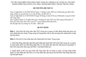 Quyết định 319/QĐ-BNV giao biên chế công chức trong cơ quan