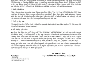 Công văn 549/BGDĐT-GDTH hướng dẫn sử dụng sách giáo khoa thí điểm tiếng Anh