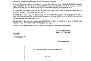 Công văn 53/KL-QLBVR báo cáo số liệu hiện trạng rừng