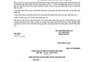 Công văn 07/HĐBC biểu mẫu phục vụ công tác bầu cử