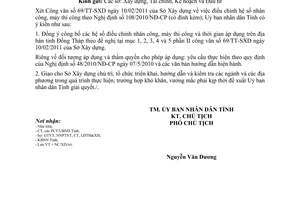 Công văn 49/UBND-XDCB điều chỉnh hệ số nhân công, máy thi công