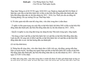 Công văn 1252/CT-TCCB triển khai bầu cử Quốc hội và Hội đồng nhân dân các cấp