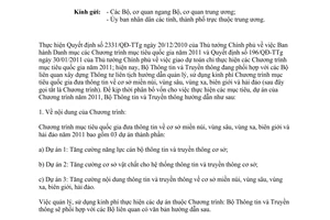 Công văn 499/BTTTT-KHTC hướng dẫn thực hiện Chương trình mục tiêu quốc gia đưa