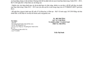 Công văn 924/BYT-K2ĐT đề xuất hoạt động chung và dự án thuộc Chương trình hỗ trợ