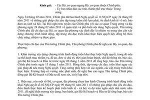 Công văn 1157/VPCP-KTTH triển khai Nghị quyết 11/NQ-CP, 02/NQ-CP