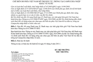 Thông tư 16/2011/TT-BTC sửa đổi Thông tư 61/2006/TT-BTC
