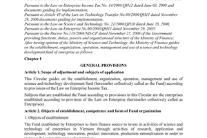 Circular No. 15/2011/TT-BTC guiding the establishment, organization, operation