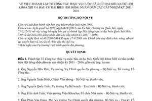 Quyết định 126/QĐ-BNV thành lập Tổ Công tác phục vụ cuộc bầu cử đại biểu