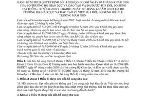 Thông tư 05/2011/TT-BGDÐT sửa đổi Quyết định 14/2008/QĐ-BGDĐT