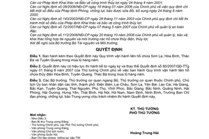 Quyết định 198/QĐ-TTg Quy trình vận hành liên hồ chứa Sơn La,