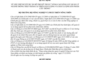 Quyết định 200/QĐ-BNN-HTQT phê duyệt dự án hỗ trợ kỹ thuật Nâng cao năng lực