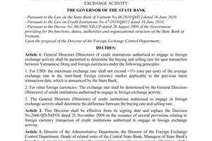 Decision No. 230/QD-NHNN on the issuance of some provisions relating to foreign