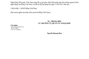 Thông báo 74/TB-NHNN thông báo tỷ giá