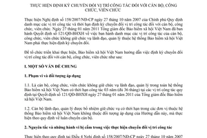 Công văn 540/BHXH-TCCB thực hiện định kỳ chuyển đổi vị trí công tác