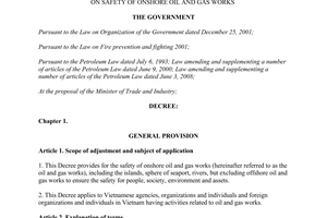 Decree No. 13/2011/ND-CP on safety of onshore oil and gas works