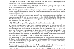Chỉ thị 05/2011/CT-UBND tăng cuờng vận động hiến máu tình nguyện