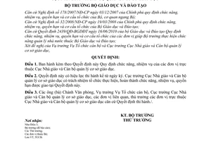 Quyết định 611/QĐ-BGDĐT chức năng, nhiệm vụ đơn vị