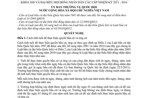 Nghị quyết 1020/2011/UBTVQH12 hướng dẫn tổ chức cuộc bầu cử đại biểu Quốc hội